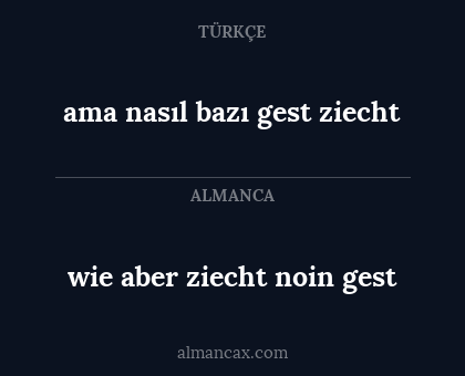 ama nasıl bazı gest ziecht - wie aber ziecht noin gest
