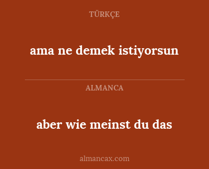 ama ne demek istiyorsun - aber wie meinst du das