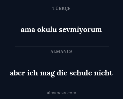 aber ich mag die schule nicht - ama okulu sevmiyorum