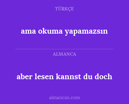 aber lesen kannst du doch - ama okuma yapamazsın
