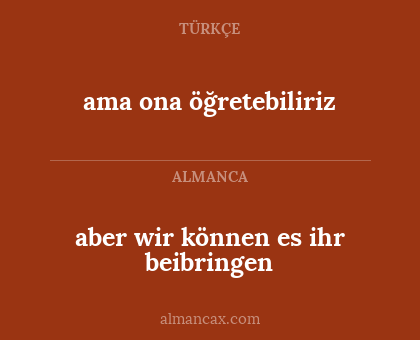 ama ona öğretebiliriz - aber wir können es ihr beibringen