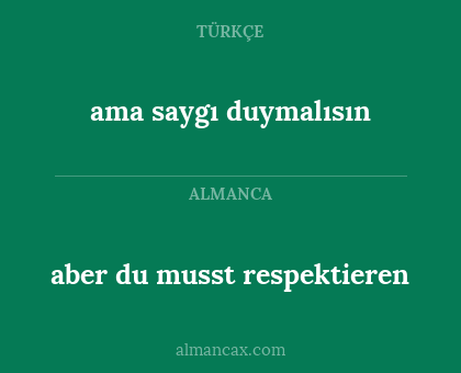 ama saygı duymalısın - aber du musst respektieren