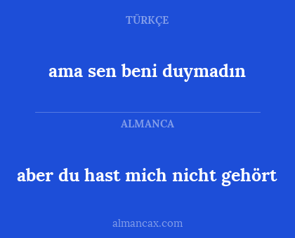 ama sen beni duymadın - aber du hast mich nicht gehört