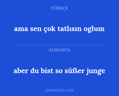 aber du bist so süßer junge - ama sen çok tatlısın oglum