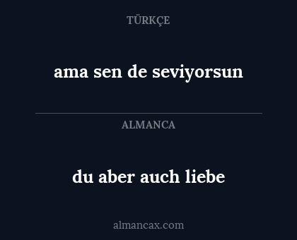 du aber auch liebe - ama sen de seviyorsun