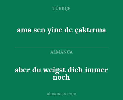 aber du weigst dich immer noch - ama sen yine de çaktırma