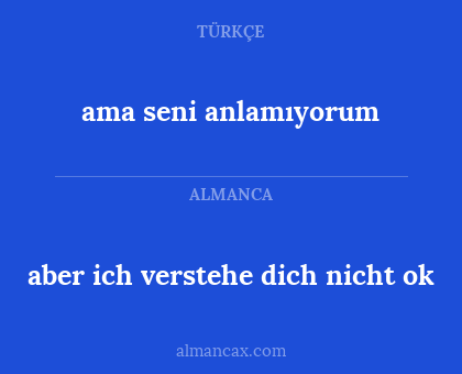 aber ich verstehe dich nicht ok - ama seni anlamıyorum