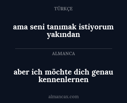 aber ich möchte dich genau kennenlernen - ama seni tanımak istiyorum yakından