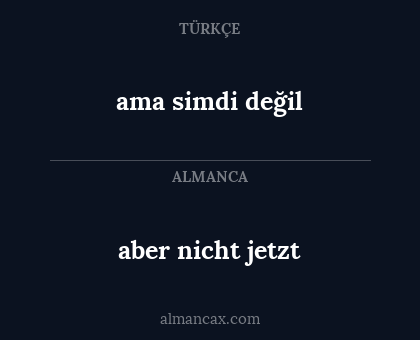 aber nicht jetzt - ama simdi değil