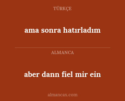 ama sonra hatırladım - aber dann fiel mir ein
