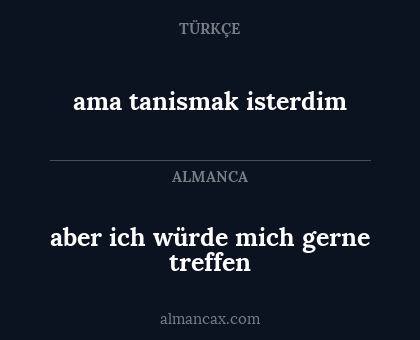 aber ich würde mich gerne treffen - ama tanismak isterdim