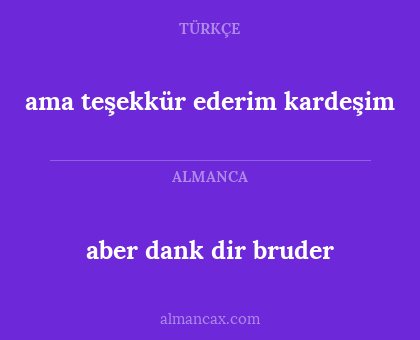 aber dank dir bruder - ama teşekkür ederim kardeşim