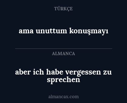 aber ich habe vergessen zu sprechen - ama unuttum konuşmayı