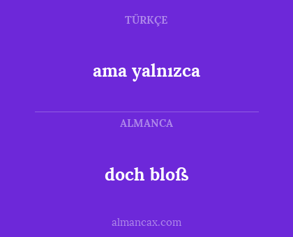 ama yalnızca - doch bloß