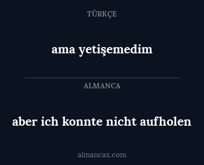 aber ich konnte nicht aufholen - ama yetişemedim