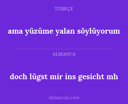 doch lügst mir ins gesicht mh - ama yüzüme yalan söylüyorum