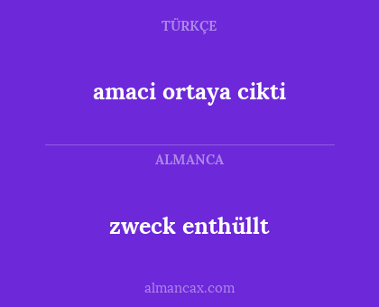 zweck enthüllt - amaci ortaya cikti