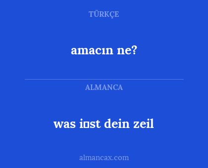 amacın ne? - was i̇st dein zeil
