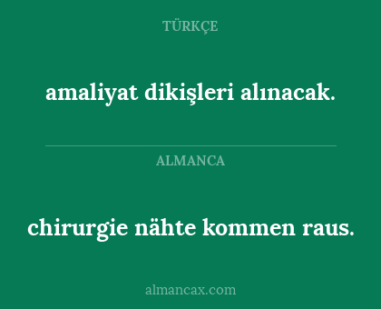 amaliyat dikişleri alınacak. - chirurgie nähte kommen raus.