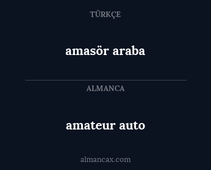 amasör araba - amateur auto