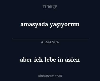 aber ich lebe in asien - amasyada yaşıyorum