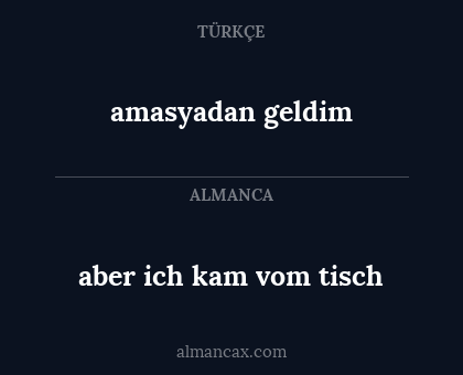 aber ich kam vom tisch - amasyadan geldim