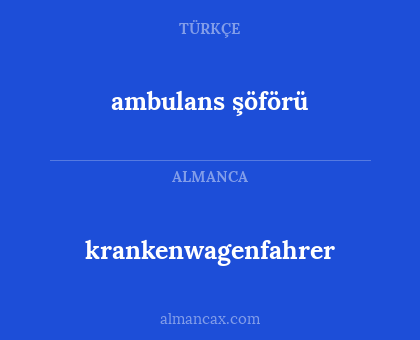 krankenwagenfahrer - ambulans şöförü