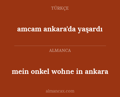 amcam ankara'da yaşardı - mein onkel wohne in ankara