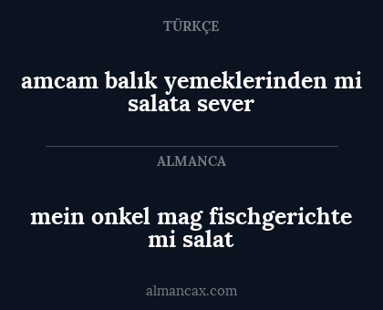 mein onkel mag fischgerichte mi salat - amcam balık yemeklerinden mi salata sever