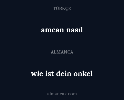 wie ist dein onkel - amcan nasıl