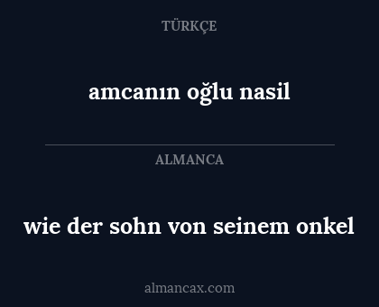 amcanın oğlu nasil - wie der sohn von seinem onkel