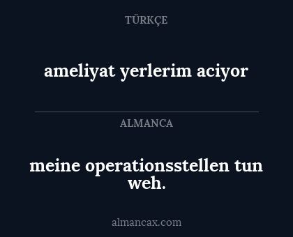 ameliyat yerlerim aciyor - meine operationsstellen tun weh.