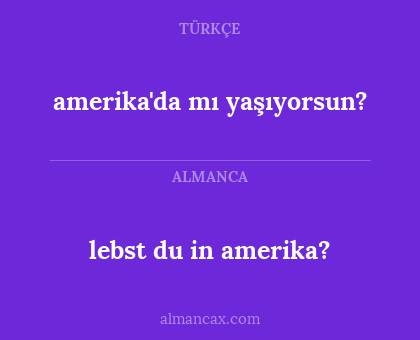 lebst du in amerika? - amerika'da mı yaşıyorsun?
