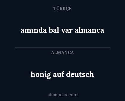 honig auf deutsch - amında bal var almanca