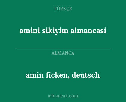 amin ficken, deutsch - amini sikiyim almancasi
