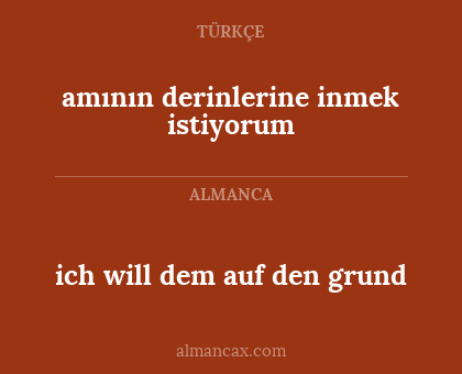 ich will dem auf den grund - amının derinlerine inmek istiyorum