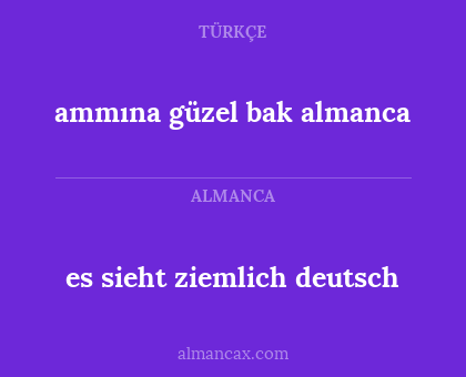 ammına güzel bak almanca - es sieht ziemlich deutsch