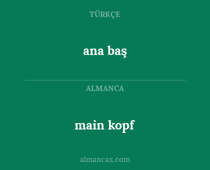 ana baş - main kopf
