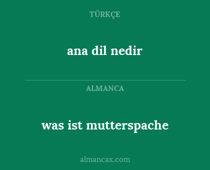 ana dil nedir - was ist mutterspache