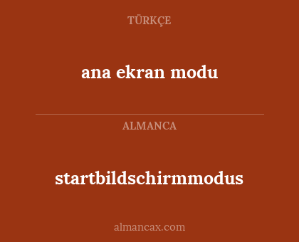 ana ekran modu - startbildschirmmodus