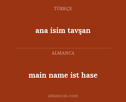 ana isim tavşan - main name ist hase