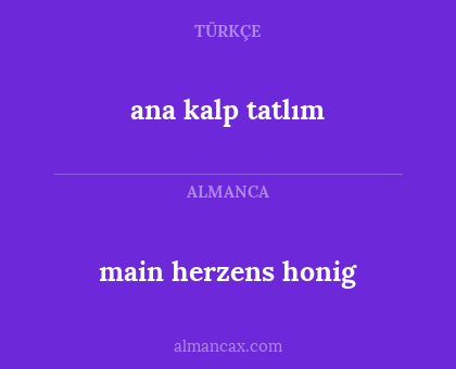 ana kalp tatlım - main herzens honig