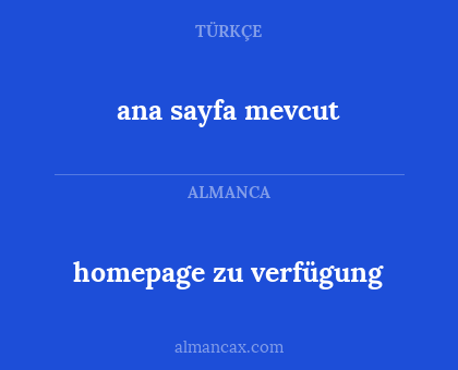 ana sayfa mevcut - homepage zu verfügung