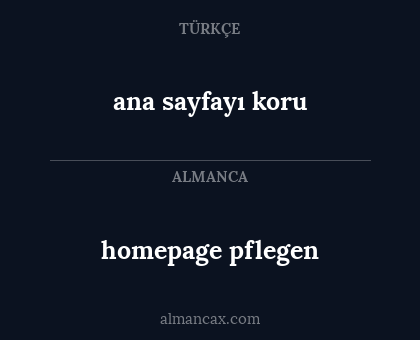 ana sayfayı koru - homepage pflegen