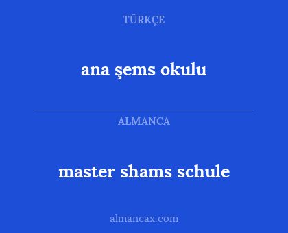 master shams schule - ana şems okulu