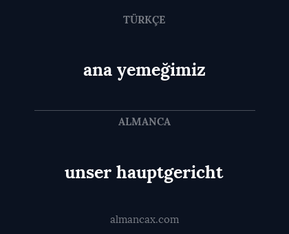 unser hauptgericht - ana yemeğimiz