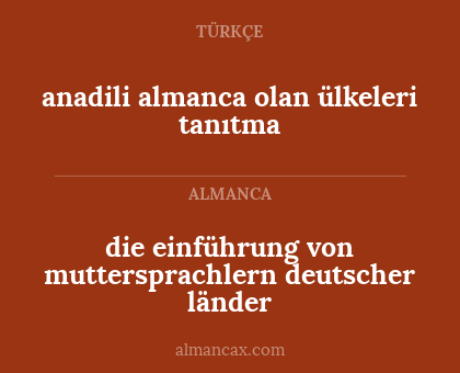 die einführung von muttersprachlern deutscher länder - anadili almanca olan ülkeleri tanıtma