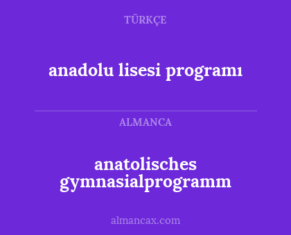 anadolu lisesi programı - anatolisches gymnasialprogramm