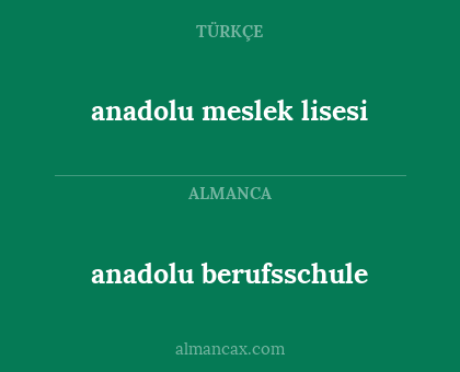 anadolu berufsschule - anadolu meslek lisesi