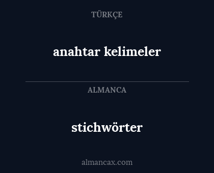 stichwörter - anahtar kelimeler